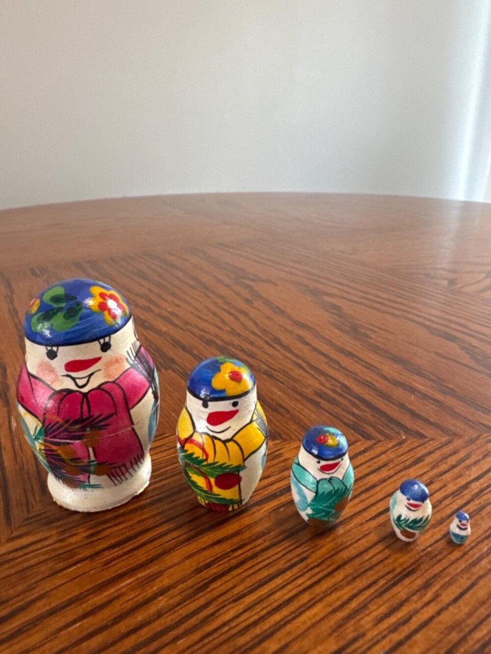 Hand Painted Snowman Russian Nesting Dolls Set of 5